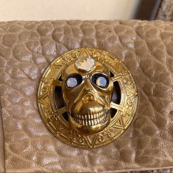 MICHELLE MONROE Leather & Croc Skull Clutch RARE!! - Picture 2 of 9